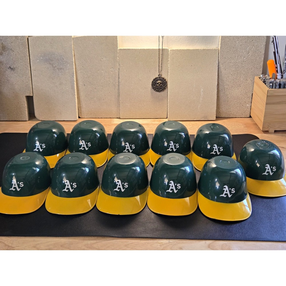 Lot of 11 BDA Oakland A's Mini Batting Helmets 2010 Aquafina MLB Bowls